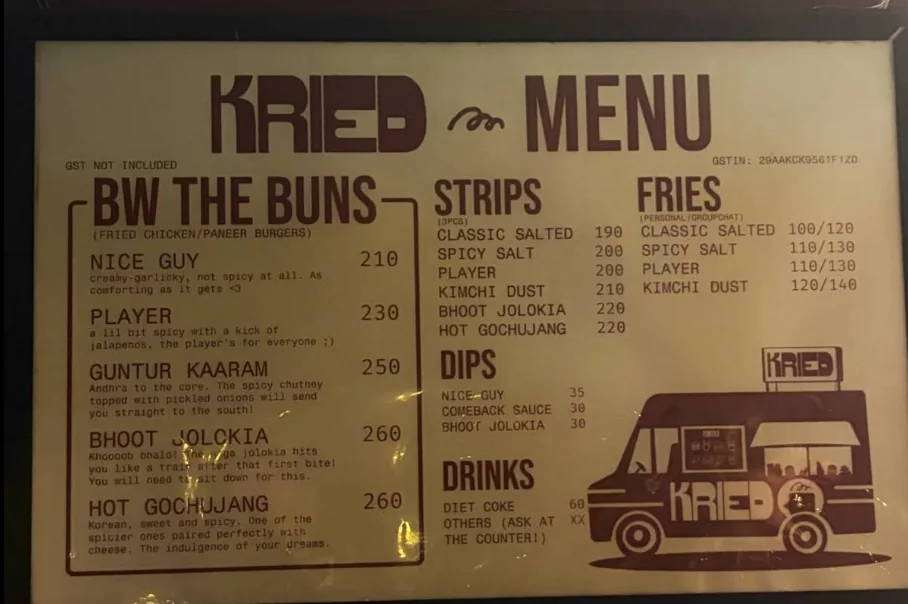 Kried menu board