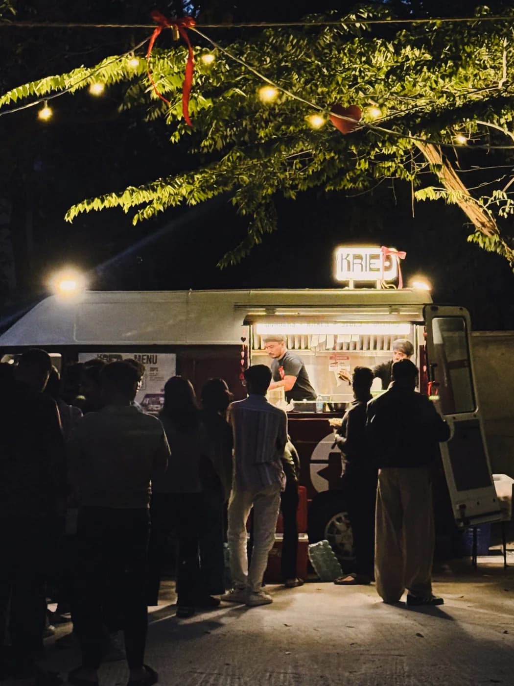 Customers queued near the Kried truck